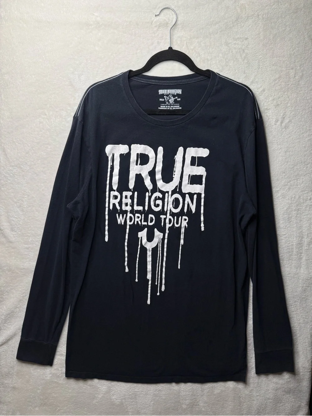 True Religion - Men's Long Sleeve Graphic Tee — Black — XXL